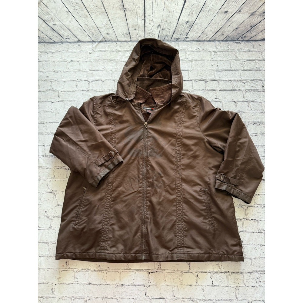 Weather Tamer Men's 3XLarge Brown Full Zip Jacket Detach Hoodie Zip‎ Pockets EUC